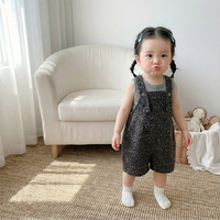 Ensemble 2 pièces imprimé léopard pour bébé, chemise sans manches et salopette courte, tenue d'été unisexe en coton pour tout-petits