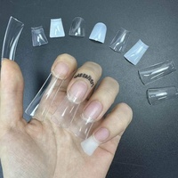 Pointes d'ongles en forme de canard, taille moyenne, logo personnalisé, grandes tailles XL XXL, acrylique transparent, demi-couverture, forme large, pieds longs, pointes d'ongles en forme de canard