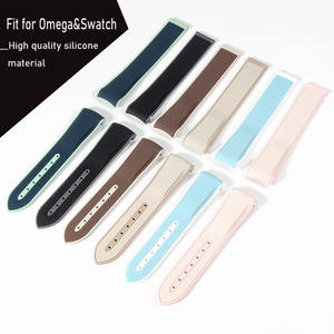 Omeg Aswatch Speed Master 20mm için fabrika stok Watchband silikon kauçuk saat kayış Curvy biten bilek bandı değiştirme - Product Image 2