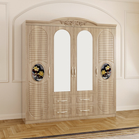 Vente flash : Armoire en plastique à 4 portes pour enfants, armoires de chambre à coucher modernes, armoires en bois personnalisées de 2 mètres, meubles d'armoire