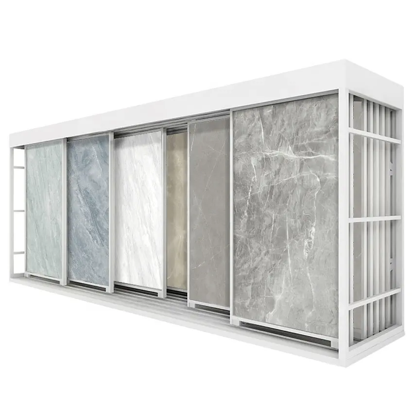 Customized Showroom Large Sliding Marble Granite Push-Pull Stand Plate Floor Stone Ceramic Tile Display Rack Slide Panel Stand