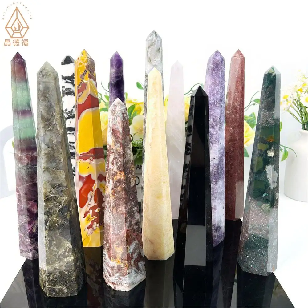 Usine de vente en gros de cristal naturel de haute qualité, Point de guérison, tour de matériaux mixtes pour les décorations