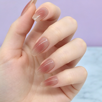 Faux ongles à presser en vrac, effet pailleté dégradé, forme cercueil longue, OEM, marque privée, logo personnalisé, pour salon, en matériau ABS