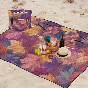 Hawaiian Tropical <b>Leaves</b> Oversized BBQ Blanket Waterproof Picnic Quilted Washable Camping Mat Foldable Picnic Bag - Product Image 6