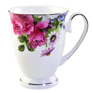 促销新款骨瓷陶瓷高脚茶杯咖啡杯，带定制标志印花