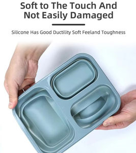 Boîte à bento pliable en silicone, de qualité alimentaire, sans BPA, anti-fuite, pour adultes et enfants. - Product Image 3