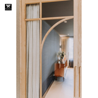 Portes intérieures en bois de style français avec verre trempé, cloisons modernes personnalisées, grilles en bois massif, portes battantes pour maisons