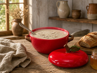 Casserole en céramique en forme de pomme avec couvercle et doubles poignées, pot à soupe en céramique résistant au four, vaisselle créative pour la cuisine et la table