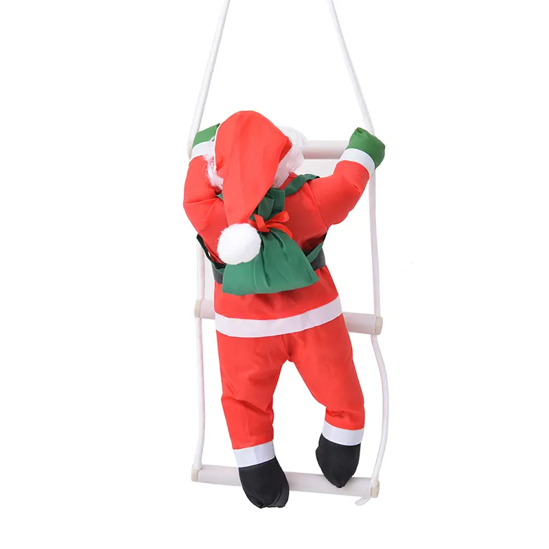 サンタクロースはロープラダー人工クリスマスデコレーショントリプルサンタクロース人形クリスマス屋内/屋外ハンギングオーナメントで登ります