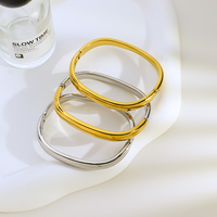 Bracelet en acier inoxydable plaqué 18 carats Bijoux Joyas De Acero Inoxidable Al Por Mayor Surface lisse Fermoir Carré Bracelet médiéval