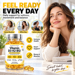 Cápsulas Blandas de Vitamina D3 K2 B12 OEM para Bienestar Diario, Nutrición Equilibrada y Apoyo Energético, Fórmula Sin Azúcar, 60 Unidades - Product Image 2