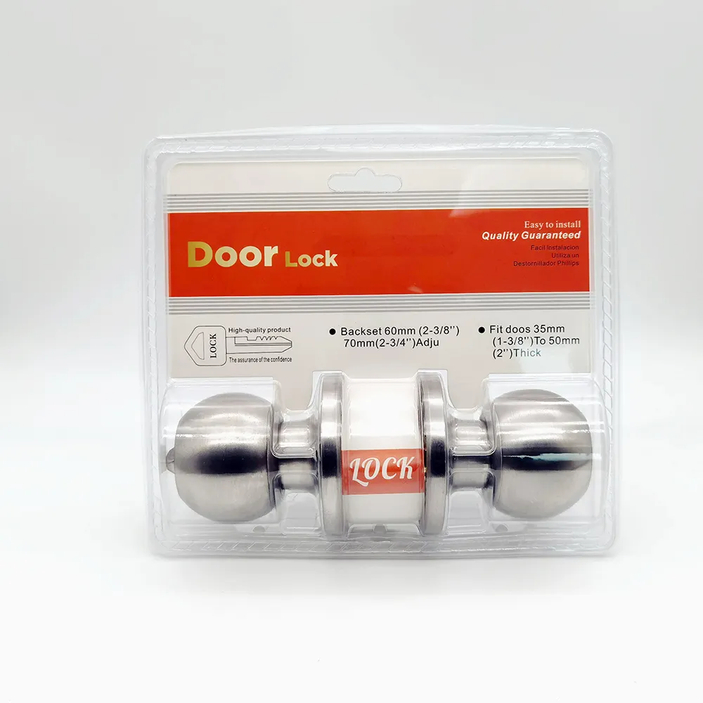 Fechadura de botão de bola de aço inoxidável, fácil instalação, fechadura de botão redondo cilíndrica da porta