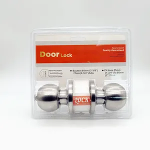 Easy Install Stainless Steel Handle Ball Knob Lock Cylindrical Round Door Knob Lock