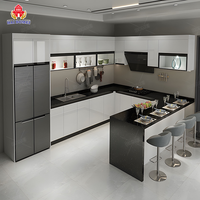 Contreplaqué noir allure américain prêt à l'emploi personnalisé mdf acrylique smart White modulaire Chine luxe maison Design Armoires de cuisine