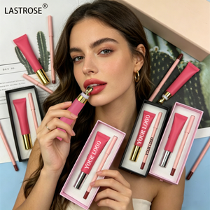 Kit Cosmetico 2 <span class=keywords><strong>in</strong></span> 1: Lucidalabbra con Matita Labbra Opaca Cremosa, Etichetta Privata, Rossetto Liquido a Lunga Durata - Product Image 2