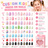 E&A Wholesale – Nouveaux faux ongles autocollants 3D mignons pour enfants, motif dessin animé, haute qualité, taille petite, marque privée