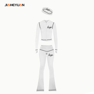 Tùy Chỉnh Phụ Nữ Dài Tay Áo Zip up Tracksuit Chất Lượng Cao Hai Mảnh Áo Khoác Áo Khoác Và Mỏng Phù Hợp Với loe Quần Loungewear Bộ - Product Image 3