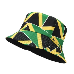 Caliente hombres mujeres Bandera Nacional estampado doble cara Reversible verano bandera Panamá pescador sombreros Jamaica Bob gorra Gorras cubo sombrero