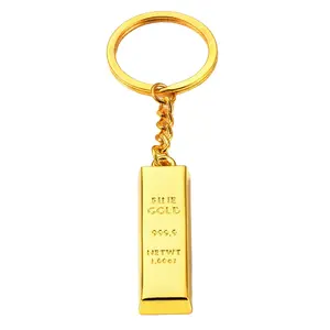 Vàng thỏi thỏi vàng móc khóa mạ vàng biểu tượng tùy chỉnh Vàng Bar Keychain