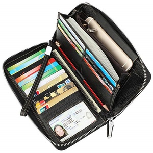 Custom Women's RFID Blocking Leather Zip Around Wallet Large Phone Holder Clutch Travel Purse <b>Wristlet</b> - Product Image 1
