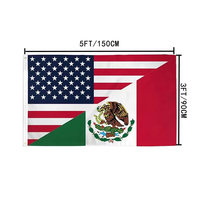 Drapeau d'amitié USA-Mexique en polyester 90x150cm pour événements sportifs de football 2026 – Vente en gros