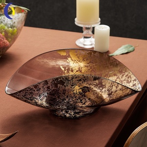 Bol à salade en verre de style moyen-oriental fait main avec feuilles d'or, design classique, écologique, pour hôtels, ensemble de vaisselle - Product Image 4