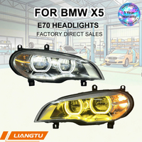 Feux avant LED LIANGTU pour BMW X5 E70 08-13, feux avant jaunes et blancs DRL, yeux d'ange bicolores, phares LED complets, fourniture d'usine
