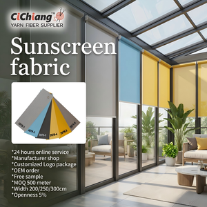 Hometextile 30% Polyester +70% PVC Flame Retardant Window 3% Openness Blackout Mesh Fabric Woven Sunscreen Roller Blinds Curtain - Product Image 1