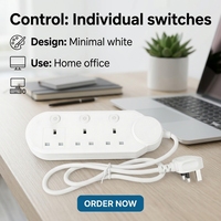 Regleta de enchufes USB estándar británico de 13A, cable de extensión con múltiples tomas, enchufe de extensión estándar del Reino Unido