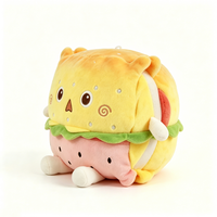 Peluche personnalisée en forme de burger brodée de points scintillants, peluche ours hamburger avec pain au sésame, poupée en peluche multi-couches en forme de burger avec laitue et jambon