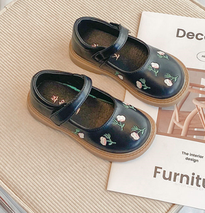 Zapatos de Cuero para Niña Estilo Princesa, Zapatos Planos con Flores Bordadas, Zapatos de Baile - Product Image 5