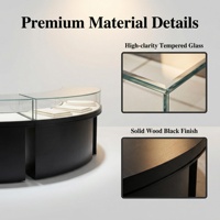 Vitrine de présentation de bijoux en acier inoxydable noir avec LED, luxueuse, moderne, écologique, verrouillable, en verre, pour boutique