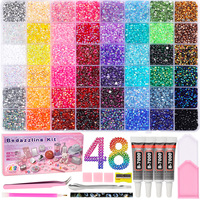 Lot de 50 000 strass en résine AB à dos plat, 60/40/48 couleurs, 3 mm, avec boîte cadeau, pour DIY, arts et artisanat