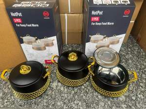 Juego de 3 Recipientes Térmicos de Alta Gama para Alimentos, 2L, 2.5L, 3L, Acero Inoxidable, Decoración de Panal de Abeja, Olla Caliente de Lujo para Mesa, Venta al por Mayor - Product Image 2