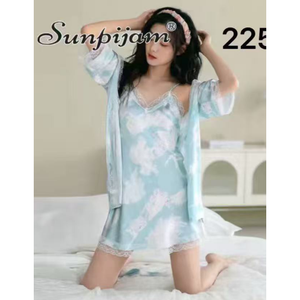 Set Camicia da Notte in Seta Modello 2253 Marca Suzhen Logo Personalizzato Morbido Leggero Traspirante con Chiusura a Coulisse per Casa ODM Autunno - Product Image 6