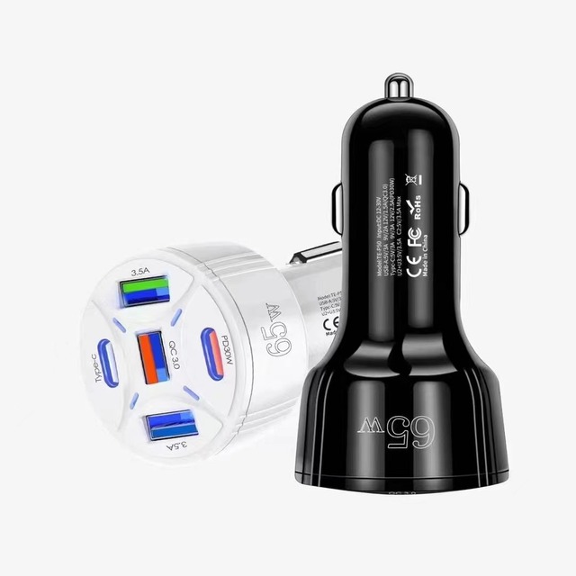 Car Charger 65W Multi-port One-to-five PD30W Super Fast Mobile Phone Charger