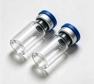 Flacon en verre transparent avec bouchon à sertir composite bleu et argenté, kit d'échantillons cosmétiques à plat, simple ou multi-pièces - Product Image 3