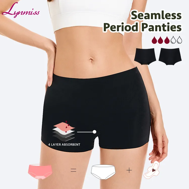 Vente en gros de caleçons menstruels, culottes réutilisables et étanches pour femmes, culotte menstruelle taille haute sans couture