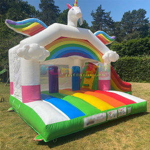 Parque acuático inflable comercial con tobogán, brincolín y castillo inflable con diseño de unicornio - Product Image 5