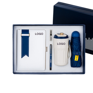 مجموعة هدايا ترويجية مخصصة تشمل كوب قهوة ومظلة ودفتر ملاحظات فاخر للشركات مع شعار مخصص - Product Image 1