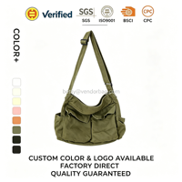 Sac messager en toile, grand sac hobo, sac bandoulière, sac fourre-tout avec poche pour femmes et hommes, logo personnalisé, fermeture éclair