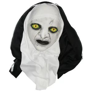 Maschera per il viso fantasma adulto di Halloween all'ingrosso Party Demon urlante occhi verdi maschera per monaca Costume da vestito fantasia