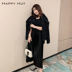 Happy Hut Vestido largo negro sin mangas con cuello redondo y cintura elástica para uso diario informal, talla grande, N7442 - Product Image 5