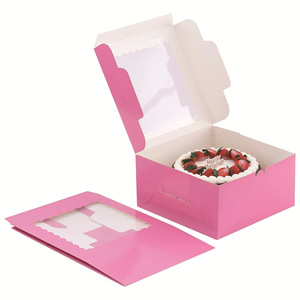 Maßgefertigte Papierbox Premium-Papier Große Kuchenbox <span class=keywords><strong>8</strong></span> Zoll Transparente Fensterbox Verpackung für Kuchen mit Druck Prägung Heißfolienprägung - Product Image 4
