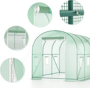 Serre tunnel de jardin extérieure robuste avec porte enroulable et fenêtres ventilées pour l'agriculture - Product Image 1