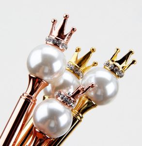 Luxury Personalised Bling Wedding Gift Ballpoint With Custom Logo Pearl Crown <b>Top</b> Metal Ball Pen - Product Image 6