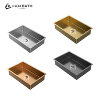 Meuble-lavabo de salle de bain moderne européen en acier inoxydable 304, facile à nettoyer, avec lavabo simple en PVD brossé pour collections design