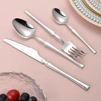 Ensemble de couverts en acier inoxydable 304 Slim Waist, couteau, fourchette, cuillère à soupe, cuillères à dessert et à café pour usage domestique, design minimaliste