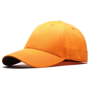Özel yüksek kaliteli elastik Golf kap 6 Panel boş gömme turuncu beyzbol şapkası