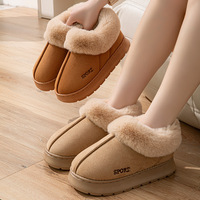 Bottes de Neige Unisexe Couple Automne Hiver en Daim Talon Haut Plateforme Épaisse Semelle Coton Intérieur Extérieur Maison Plancher en Bois Fourrure EVA